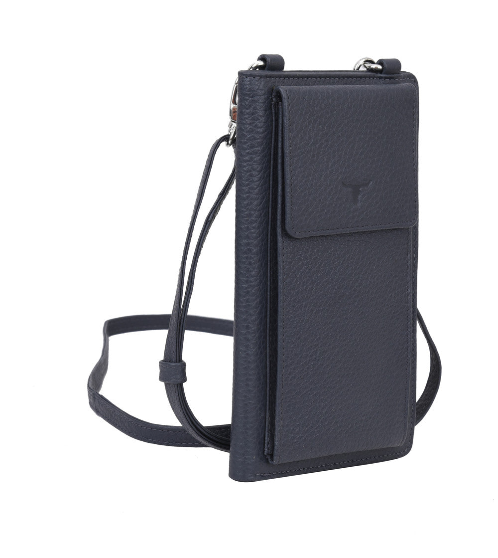 Phoebe Leather Phone Pouch Navy