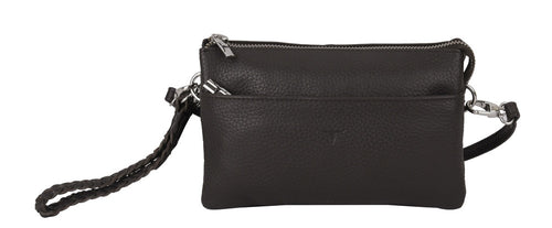 Sofie Small Leather Clutch/Sling Rambler Dark Brown