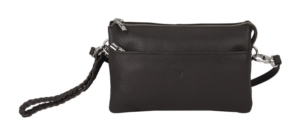Sofie Small Leather Clutch/Sling Rambler Dark Brown