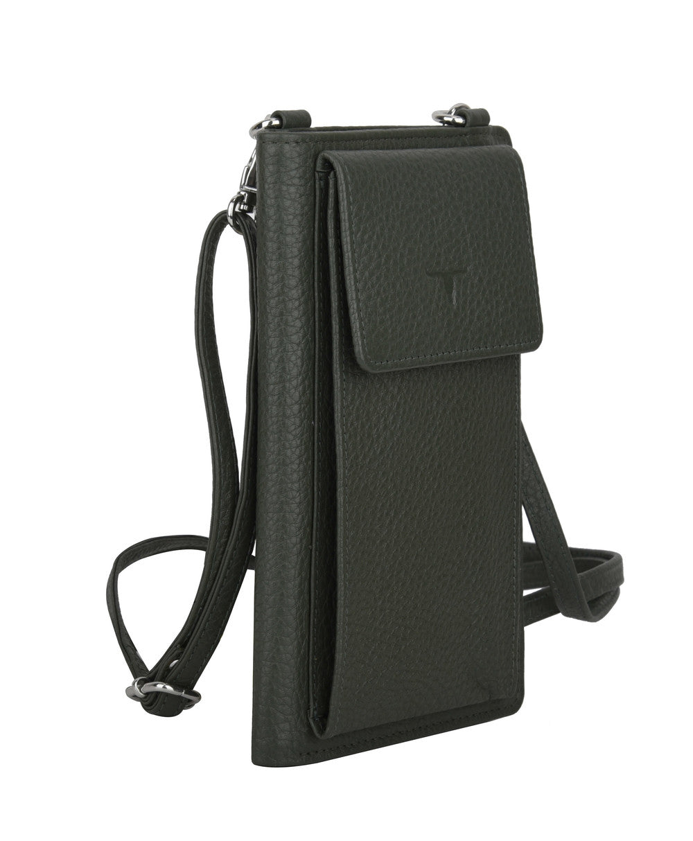 Phoebe Leather Phone Pouch Forest Green
