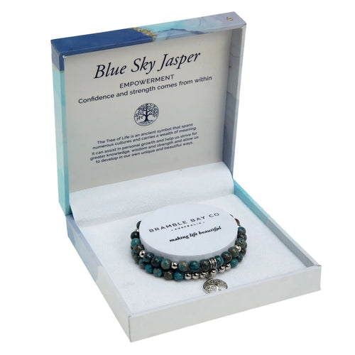 Blue Sky Jasper Rhodium Duo Bracelet