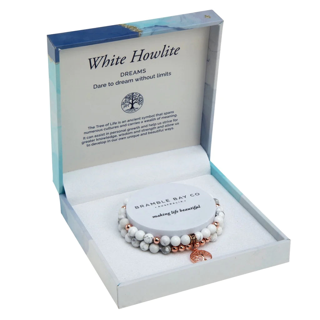 White Howlite Rose Gold Duo Bracelet