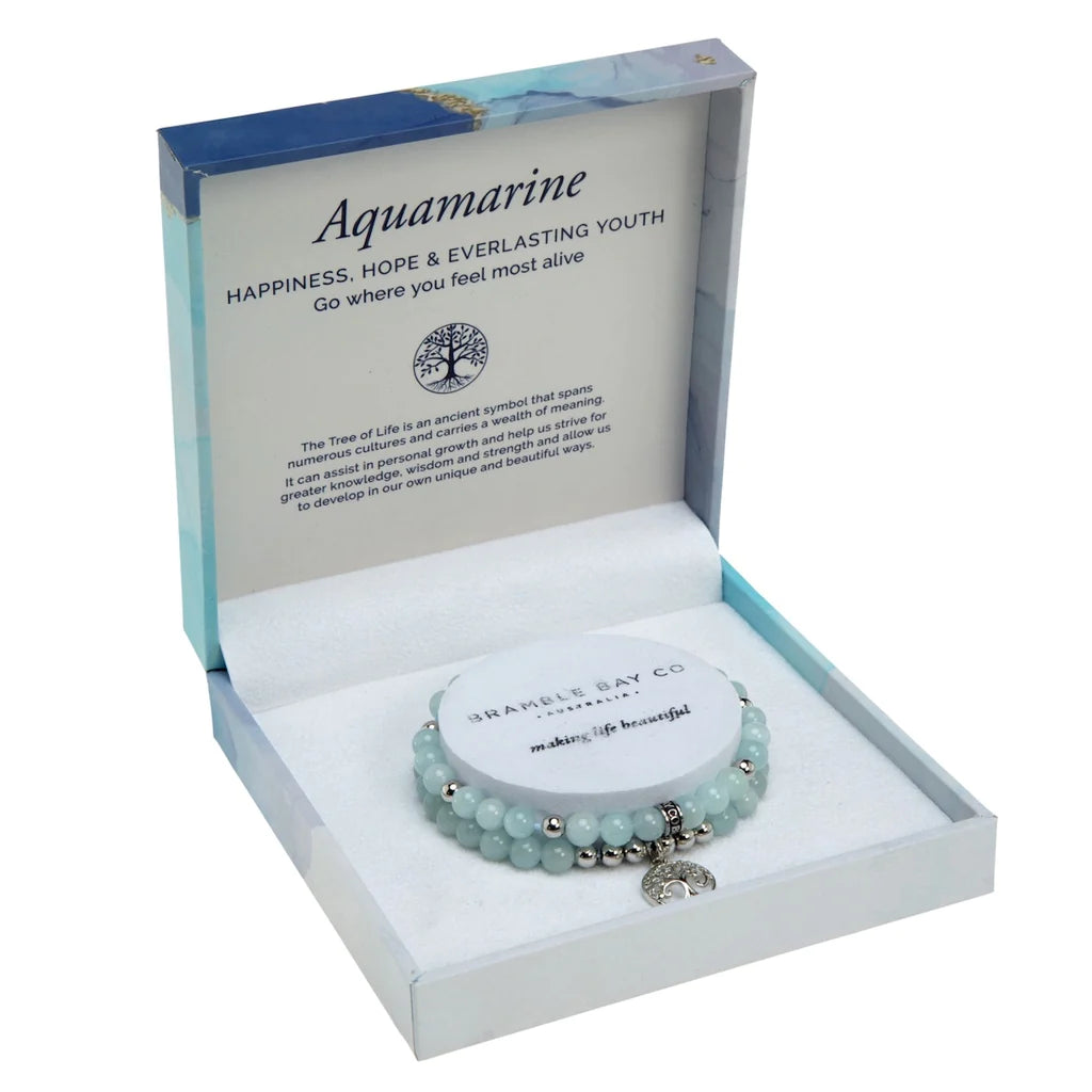 Aquamarine Rhodium Duo Bracelet