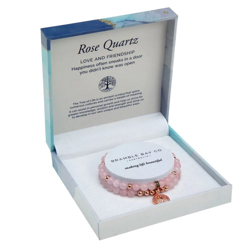 Rose Quartz Rose Gld Duo Bracelet
