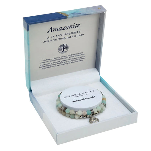 Amazonite Matte Rhodium Duo Bracelet