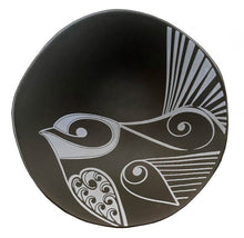 Load image into Gallery viewer, Gc Piwakawaka White on Black Porcelain 7cm Bowl