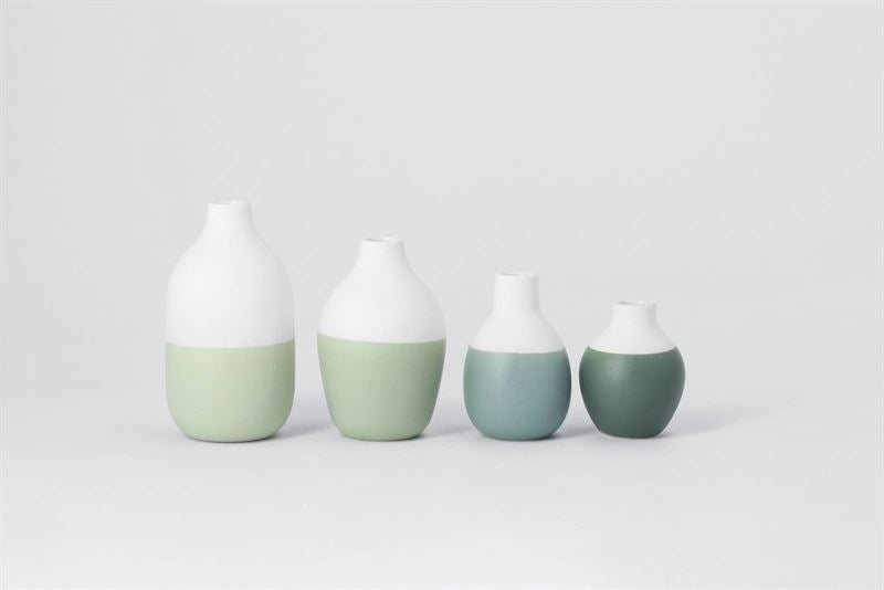 Green Pastel Bottles Set of 4 Mini Vases
