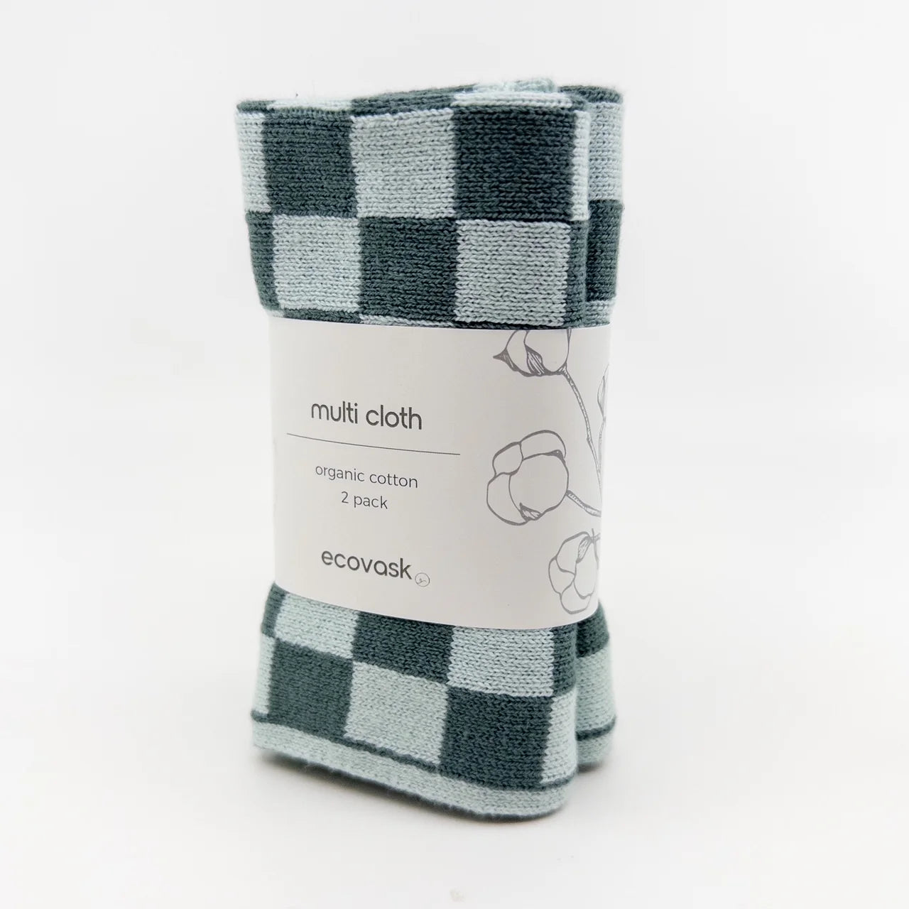Multi Cloths 2pk Sea Foam Chequer