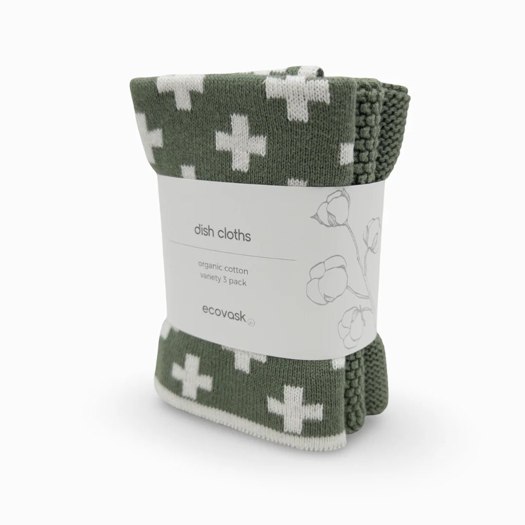 Ecovask Dishcloth 3piece Sage