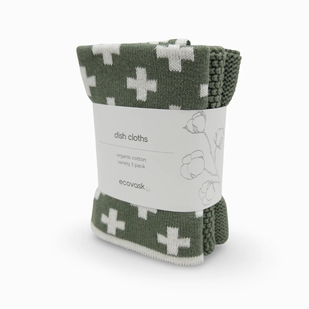 Ecovask Dishcloth 3piece Sage