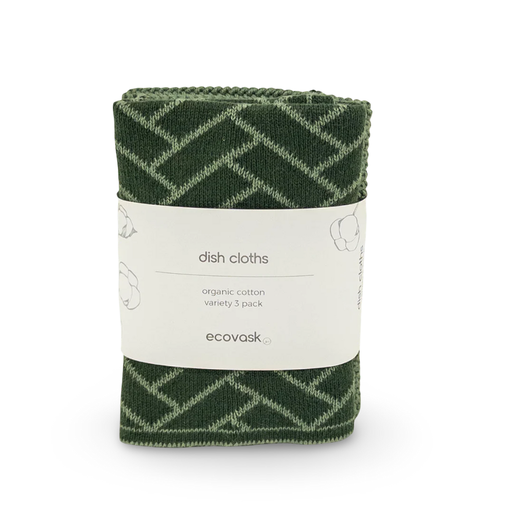 Ecovask Dishcloth 3pack Forest Herringbone