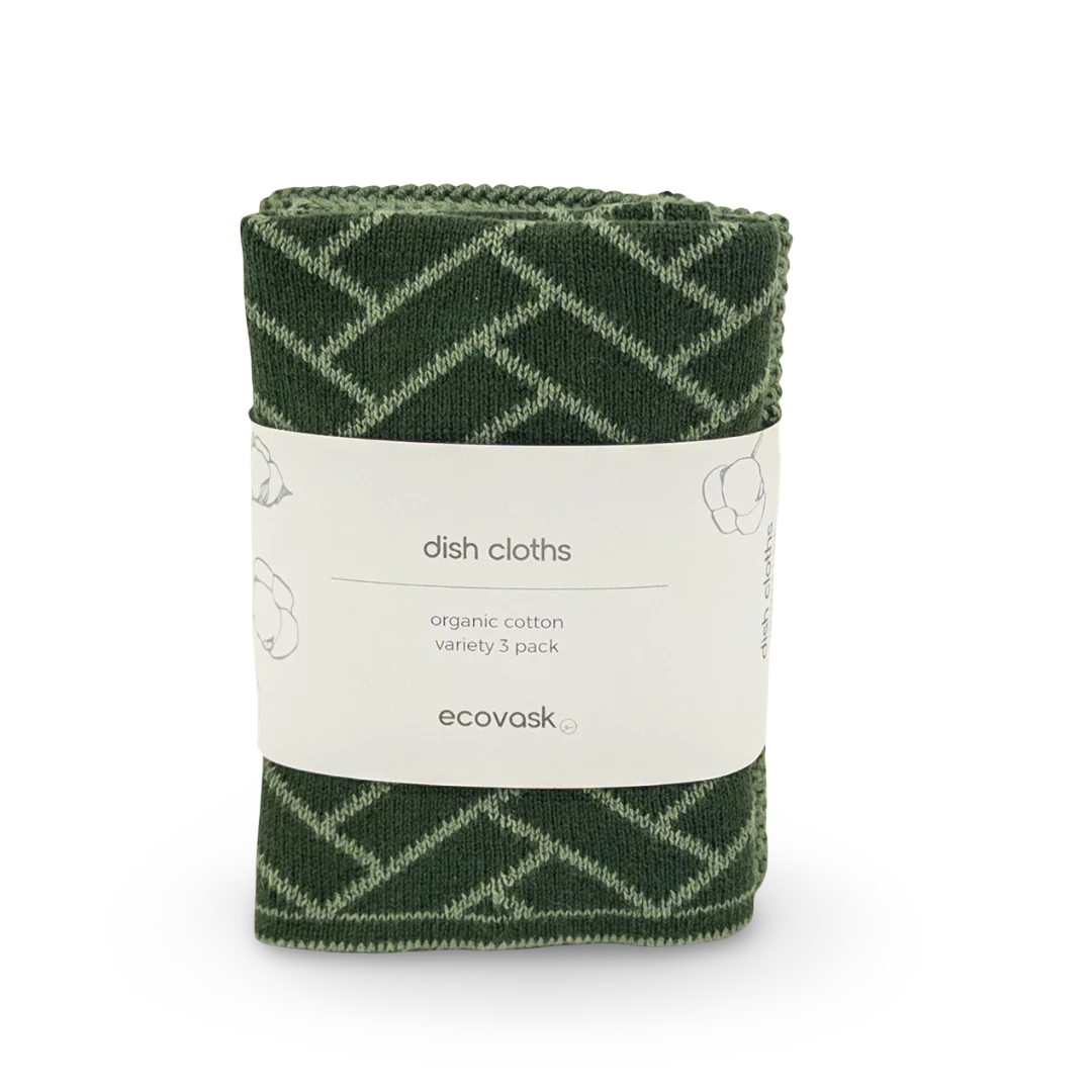 Ecovask Dishcloth 3pack Forest Herringbone
