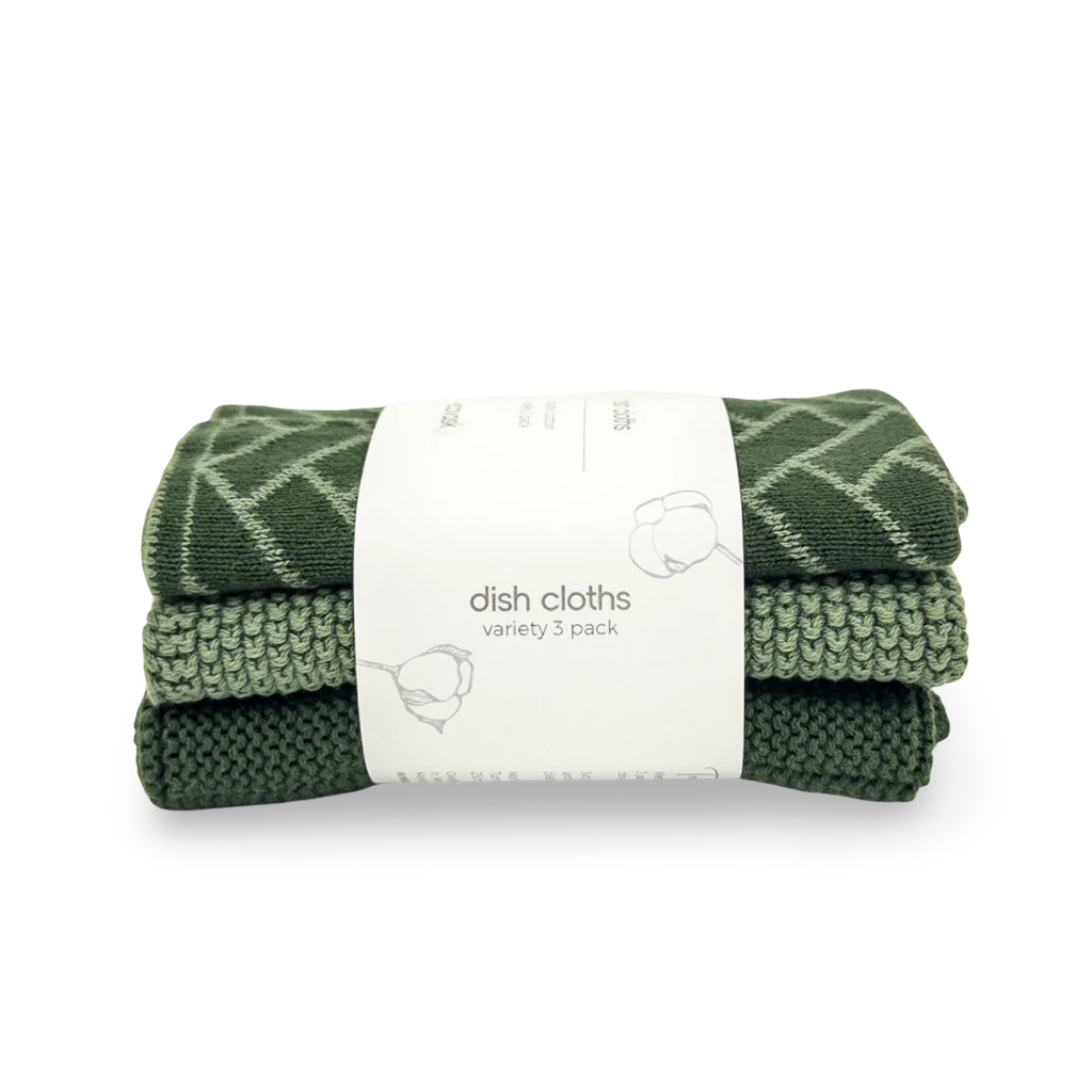 Ecovask Dishcloth 3pack Forest Herringbone