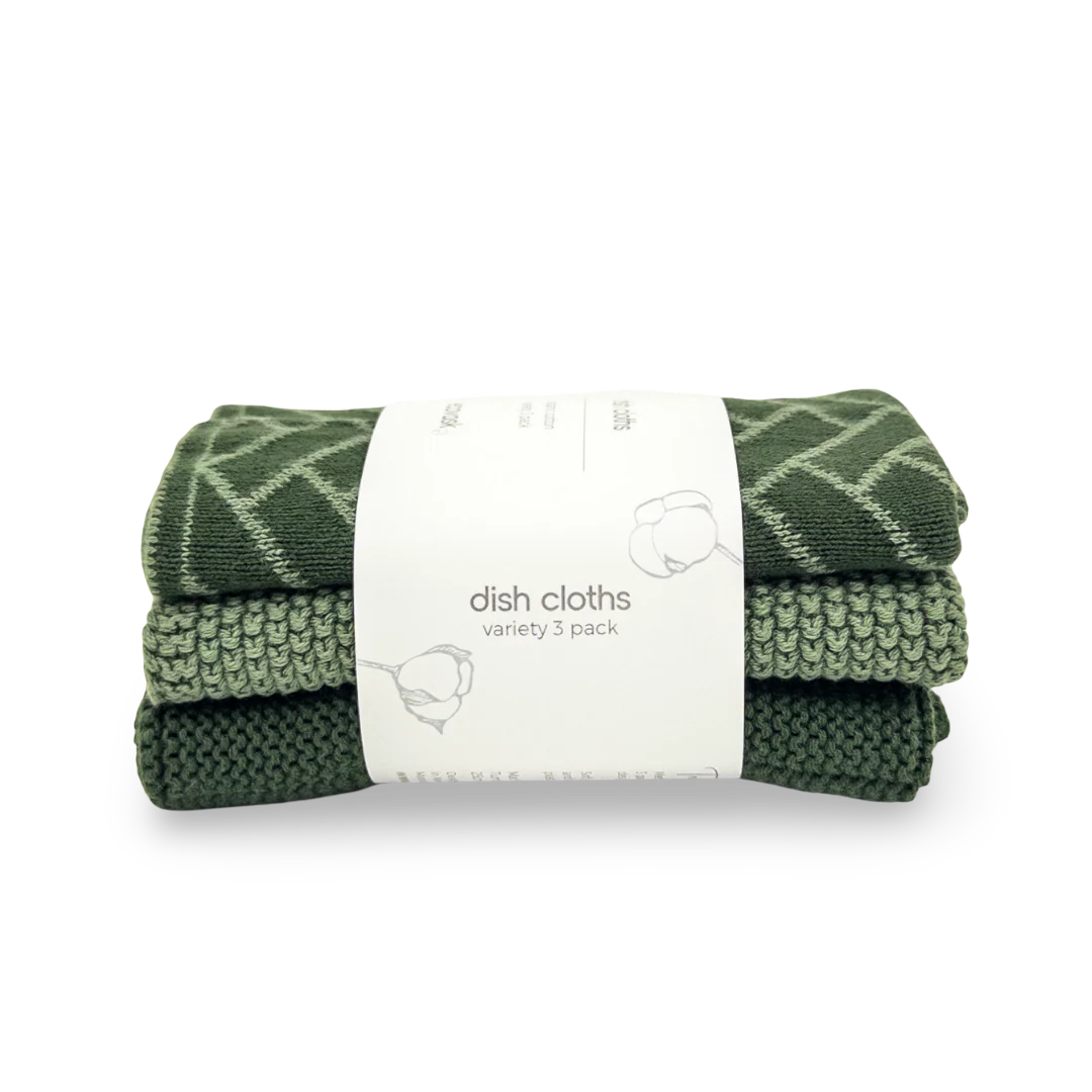 Ecovask Dishcloth 3pack Forest Herringbone