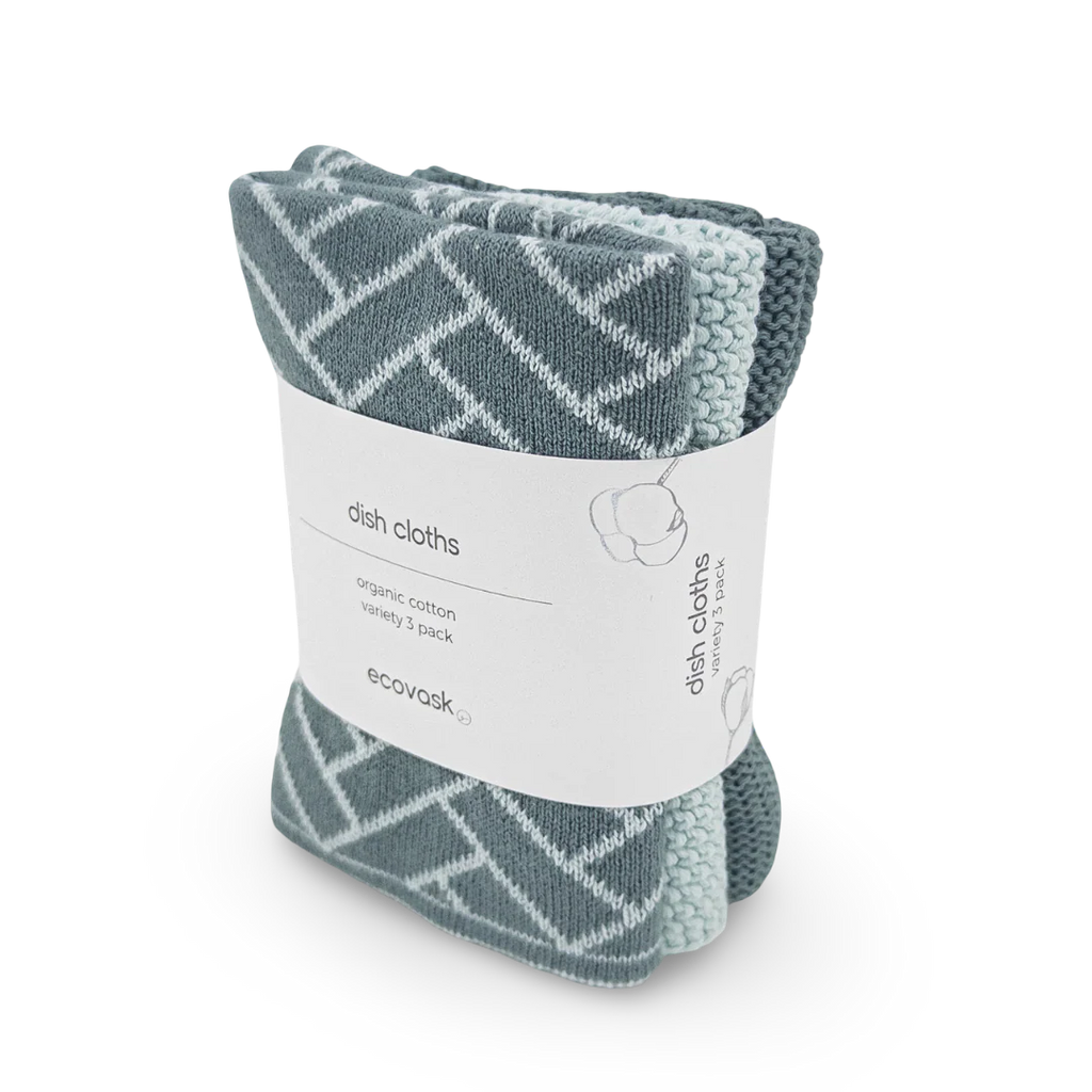 Ecovask Dishcloth 3pack Sea Foam Herringbone
