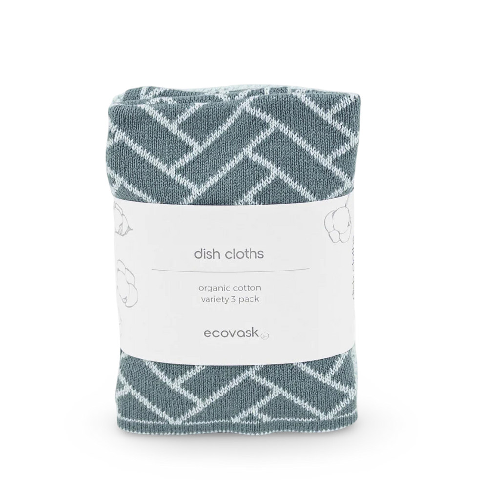 Ecovask Dishcloth 3pack Sea Foam Herringbone