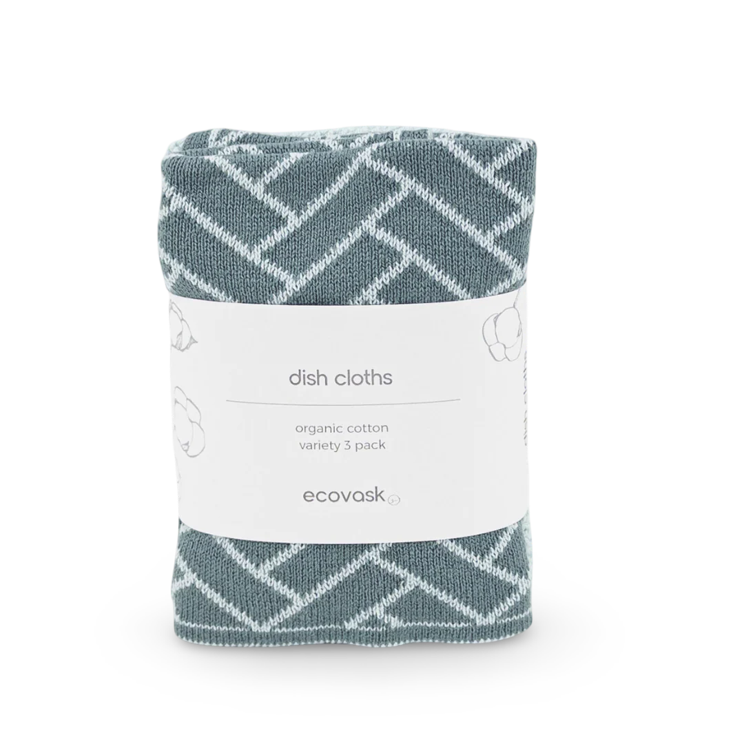 Ecovask Dishcloth 3pack Sea Foam Herringbone
