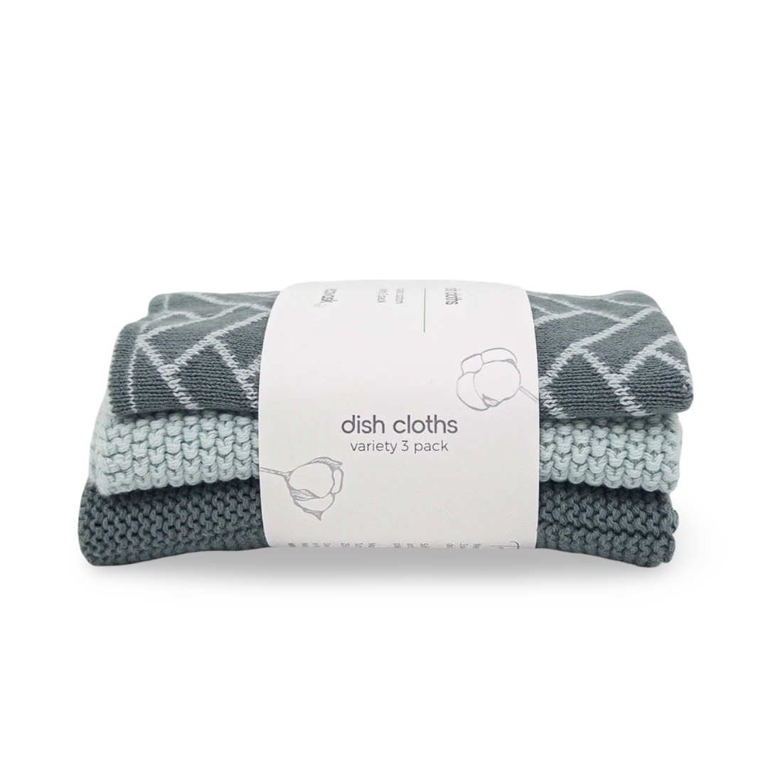 Ecovask Dishcloth 3pack Sea Foam Herringbone