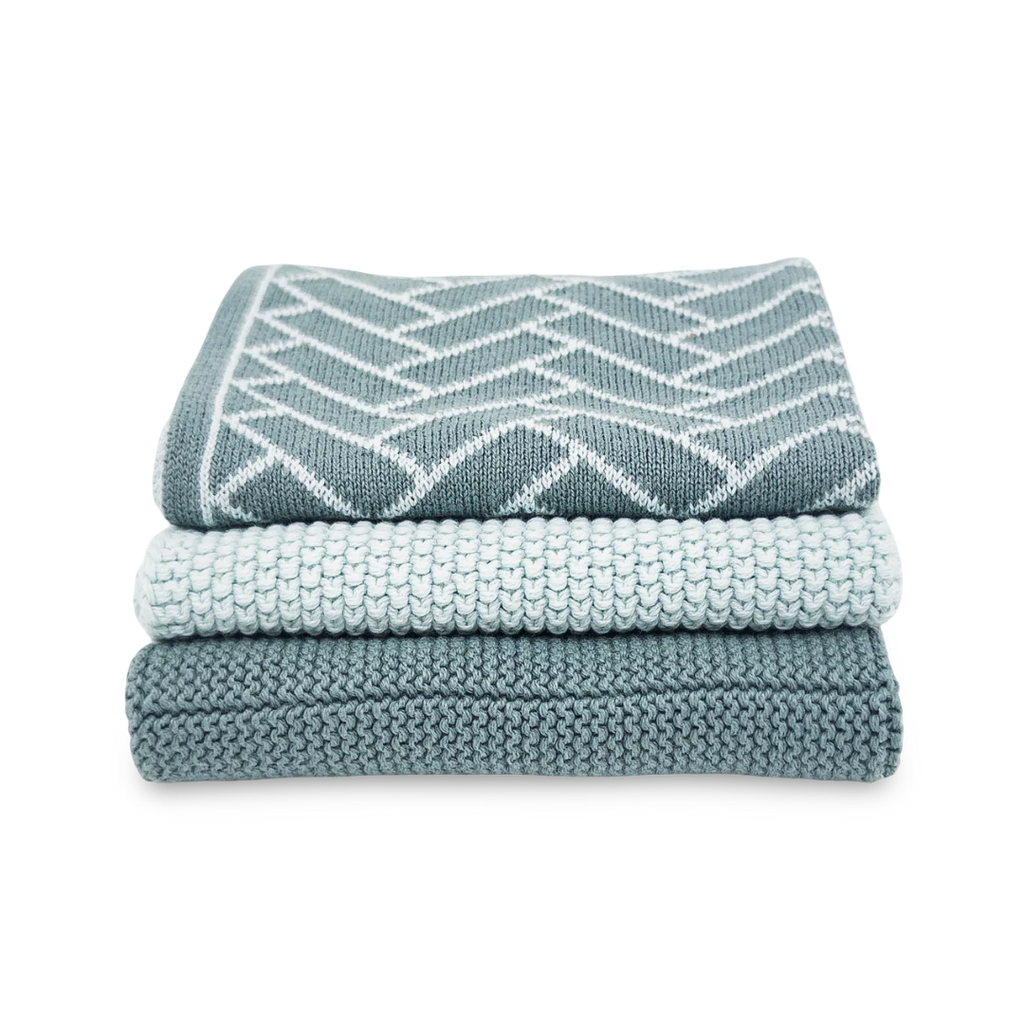 Ecovask Dishcloth 3pack Sea Foam Herringbone