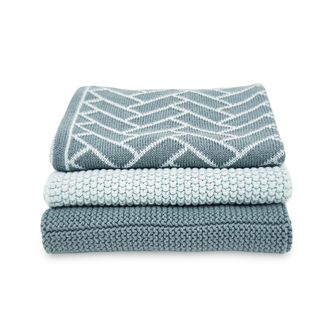 Ecovask Dishcloth 3pack Sea Foam Herringbone
