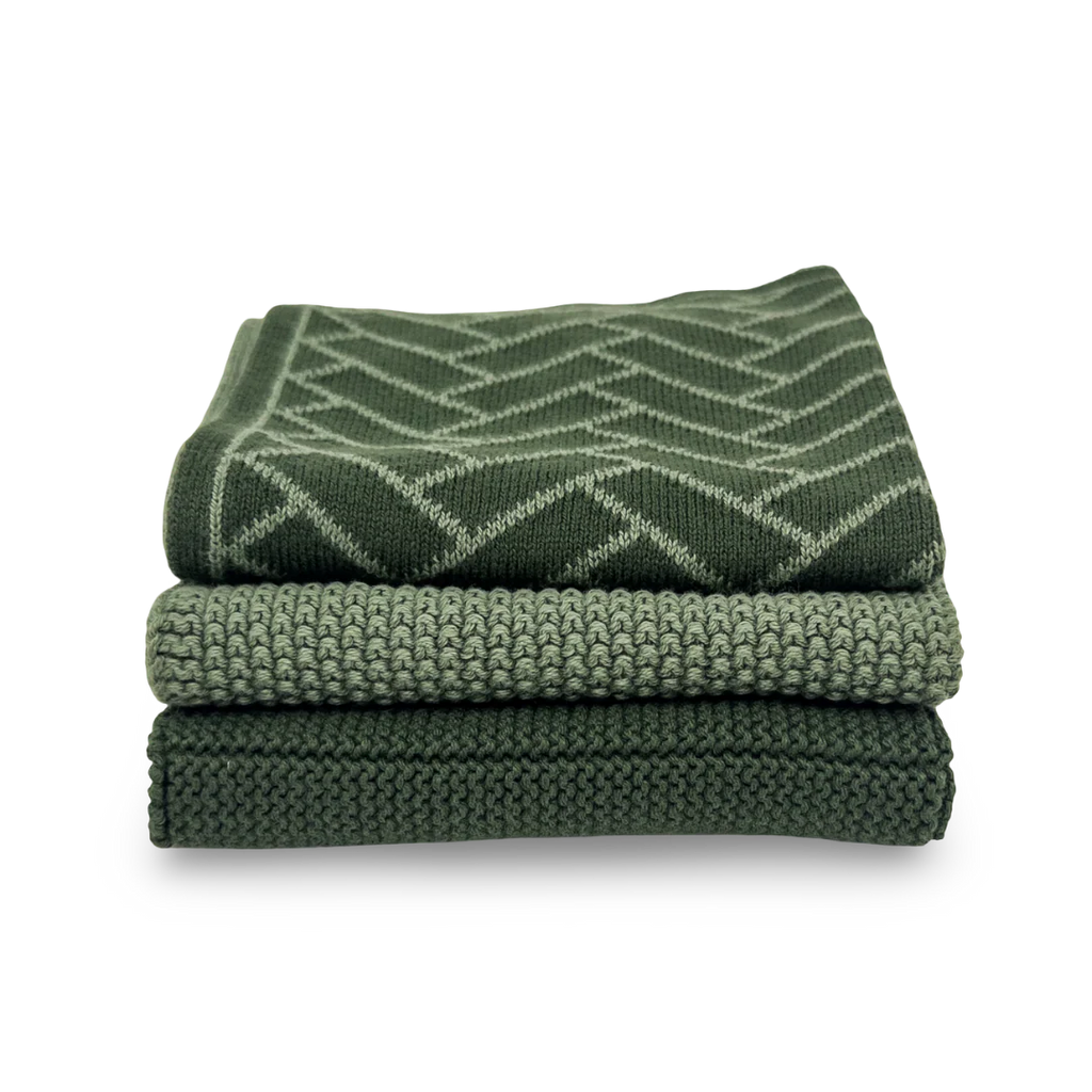 Ecovask Dishcloth 3pack Forest Herringbone