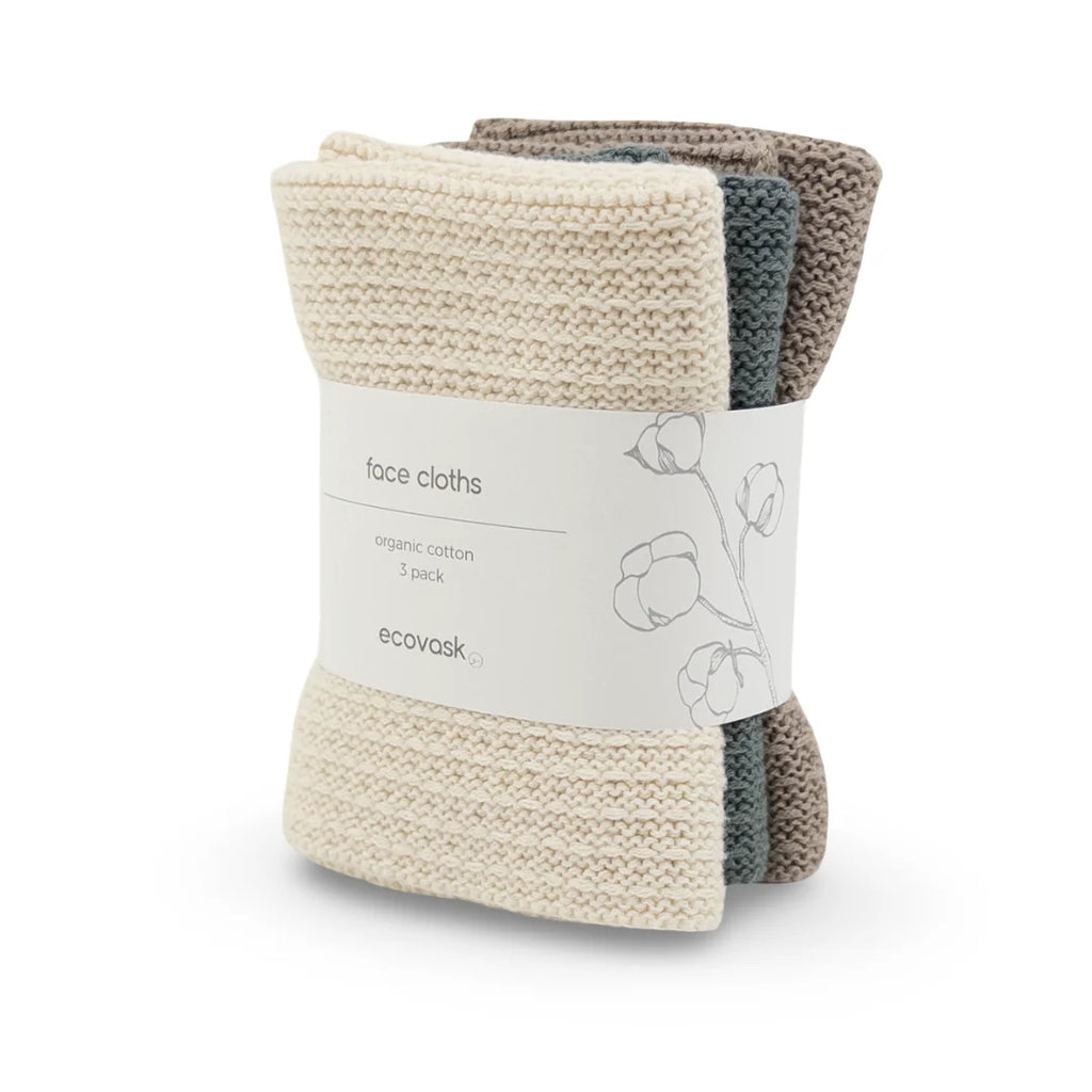 Ecovask Face Cloth 3pack Sea Glass