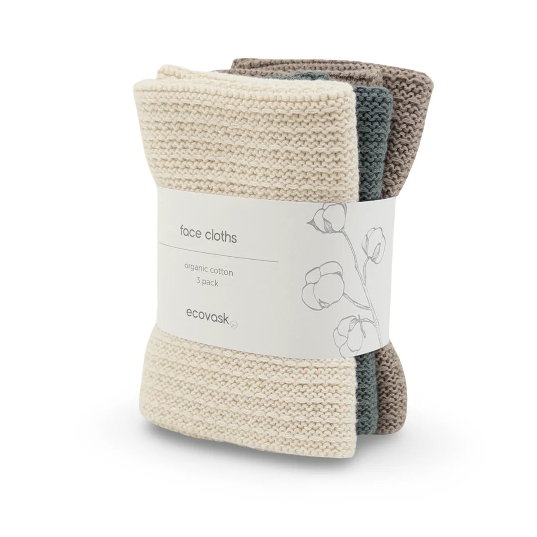 Ecovask Face Cloth 3pack Sea Glass