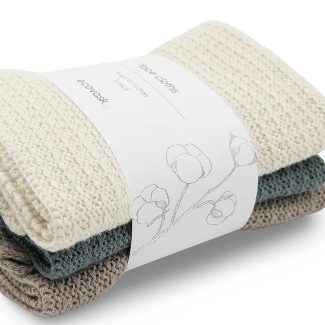 Ecovask Face Cloth 3pack Sea Glass