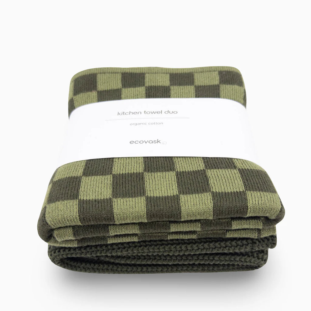 Kitchen Towel Duo Olive Pistachio Chequer /Olive