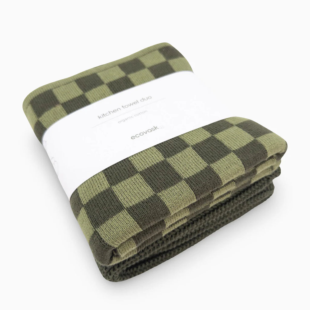 Kitchen Towel Duo Olive Pistachio Chequer /Olive