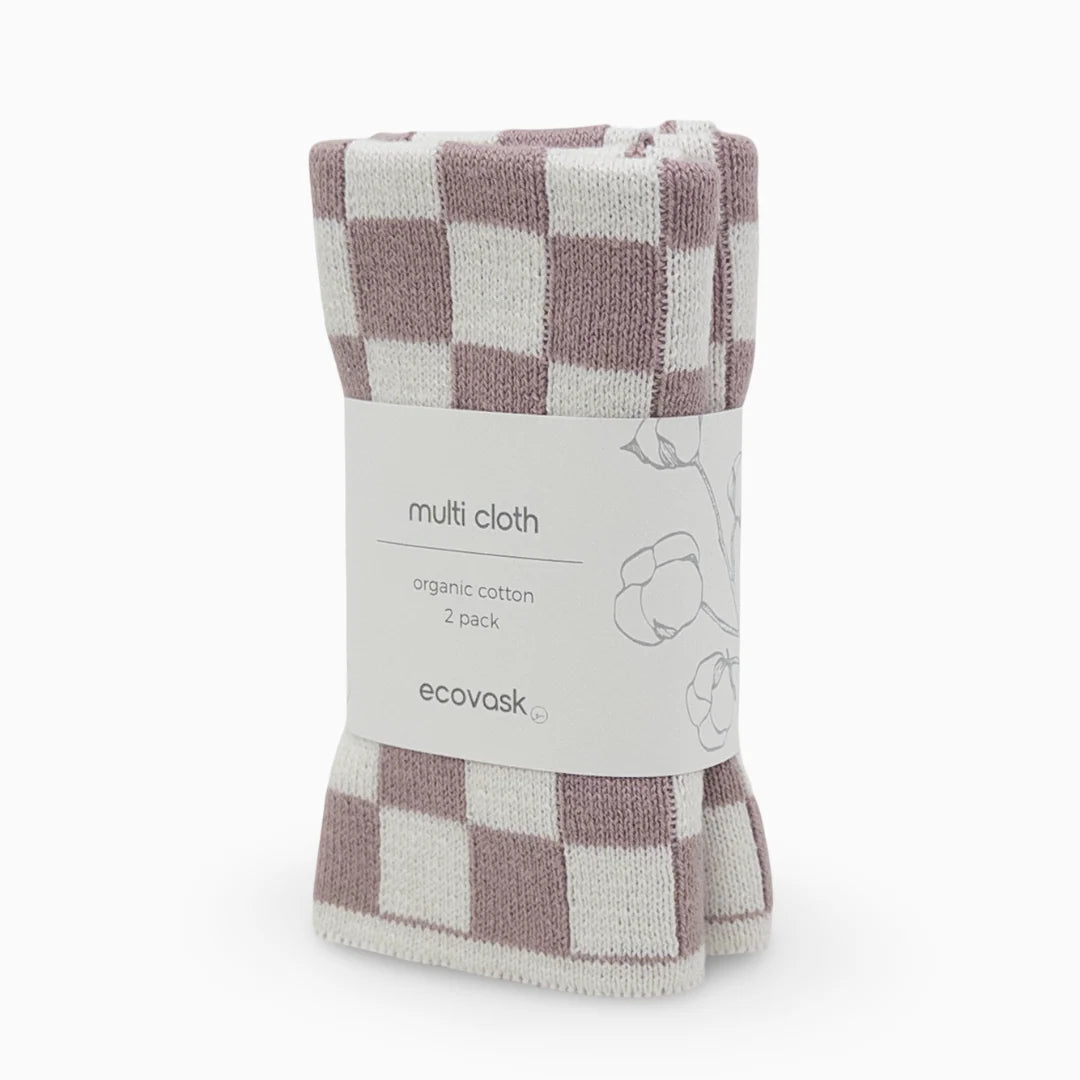 Ecovask Multi Cloth 2pack Orchid Chequer