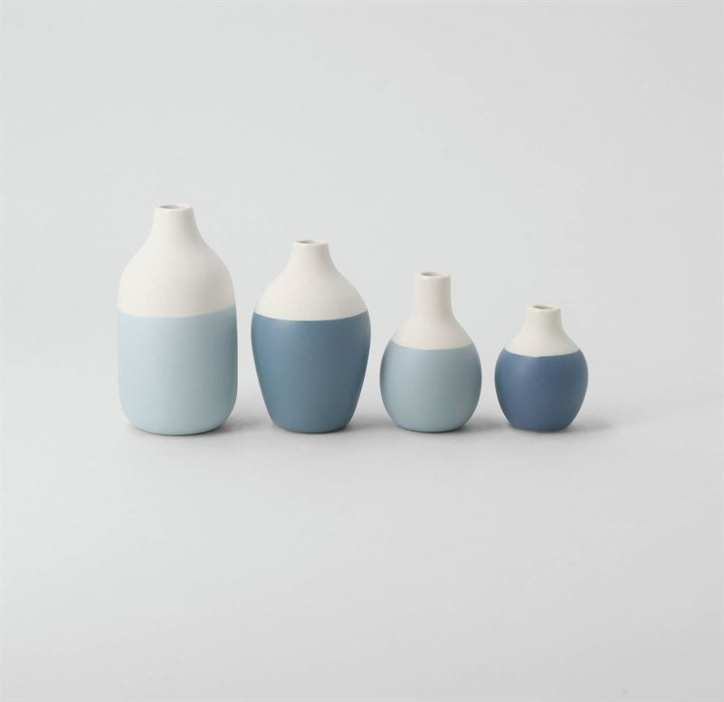 Blue Pastel Bottles Set of 4 Mini Vases