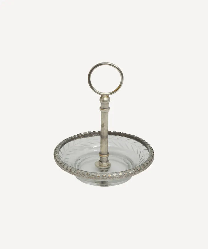 Cut Glass Ring Dish with Handle