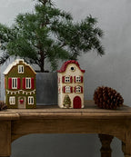 Alsace Tea Light Villa Christmas Stone with Red Shutters (YA0063)