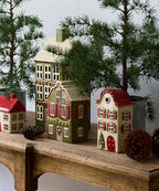 Alsace Tea Light House Christmas Green with Shutters (YA0067)