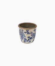 Load image into Gallery viewer, Blue Floral Herb Pot Small