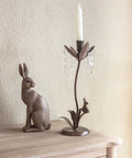 Rabbit & Crystal Candleholder Tall