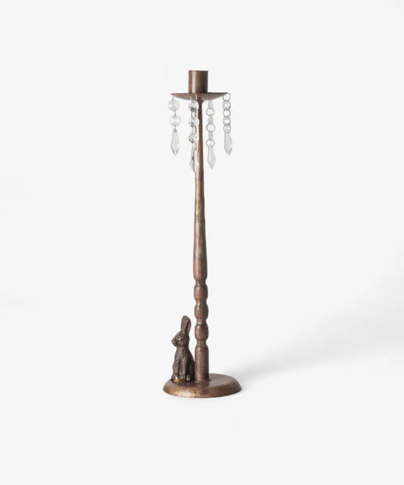 Rabbit & Crystal Candleholder Extra Tall