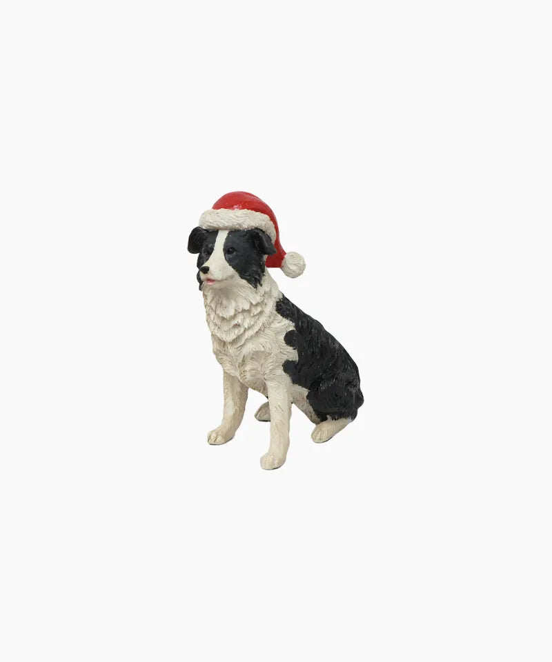 Sheep Dog with Santa Hat
