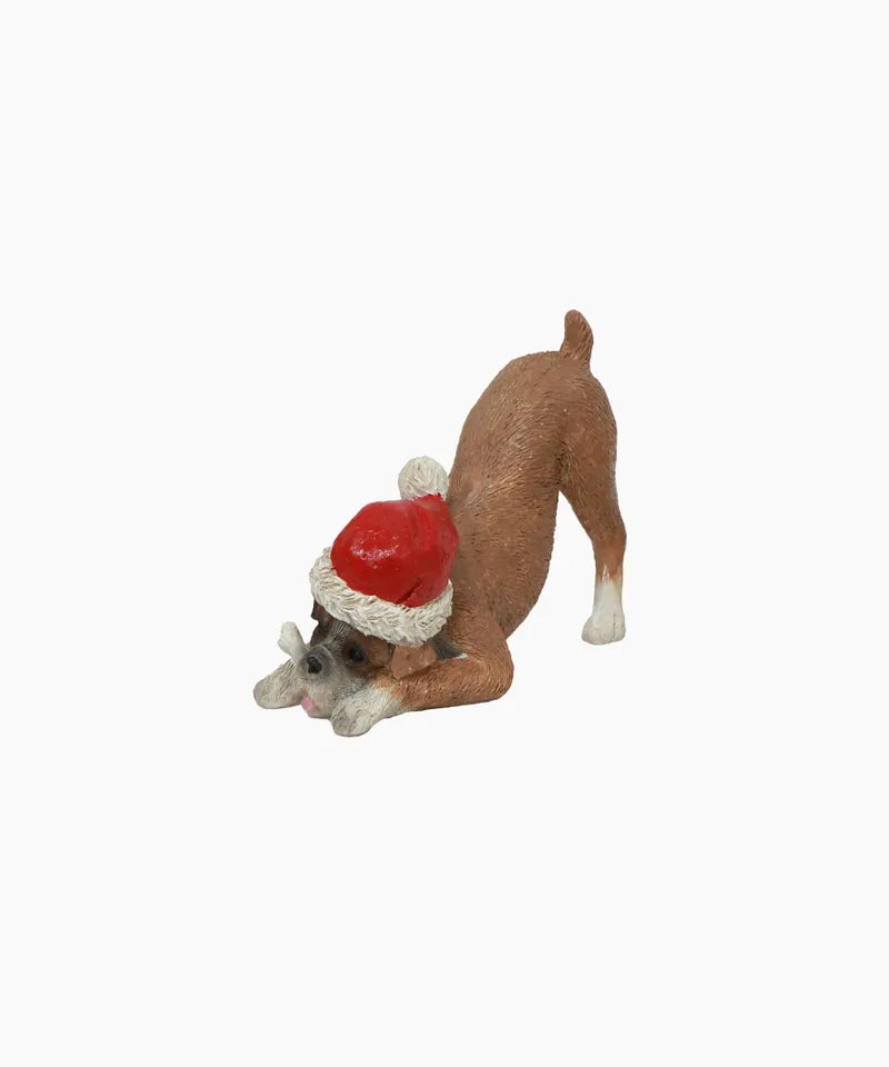 Boxer with Santa Hat
