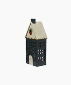 Christmas Tea Light House Blue with Wreath Large