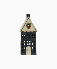 Load image into Gallery viewer, Christmas Tea Light House Blue with Wreath Large