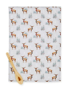 Christmas Stag Tea Towel & Spoon Set