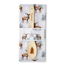 Load image into Gallery viewer, Christmas Stag Tea Towel &amp; Spoon Set