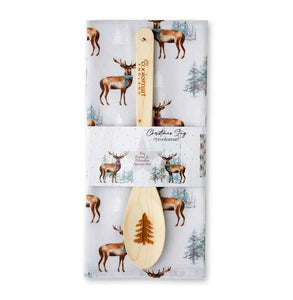 Christmas Stag Tea Towel & Spoon Set