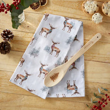 Load image into Gallery viewer, Christmas Stag Tea Towel &amp; Spoon Set