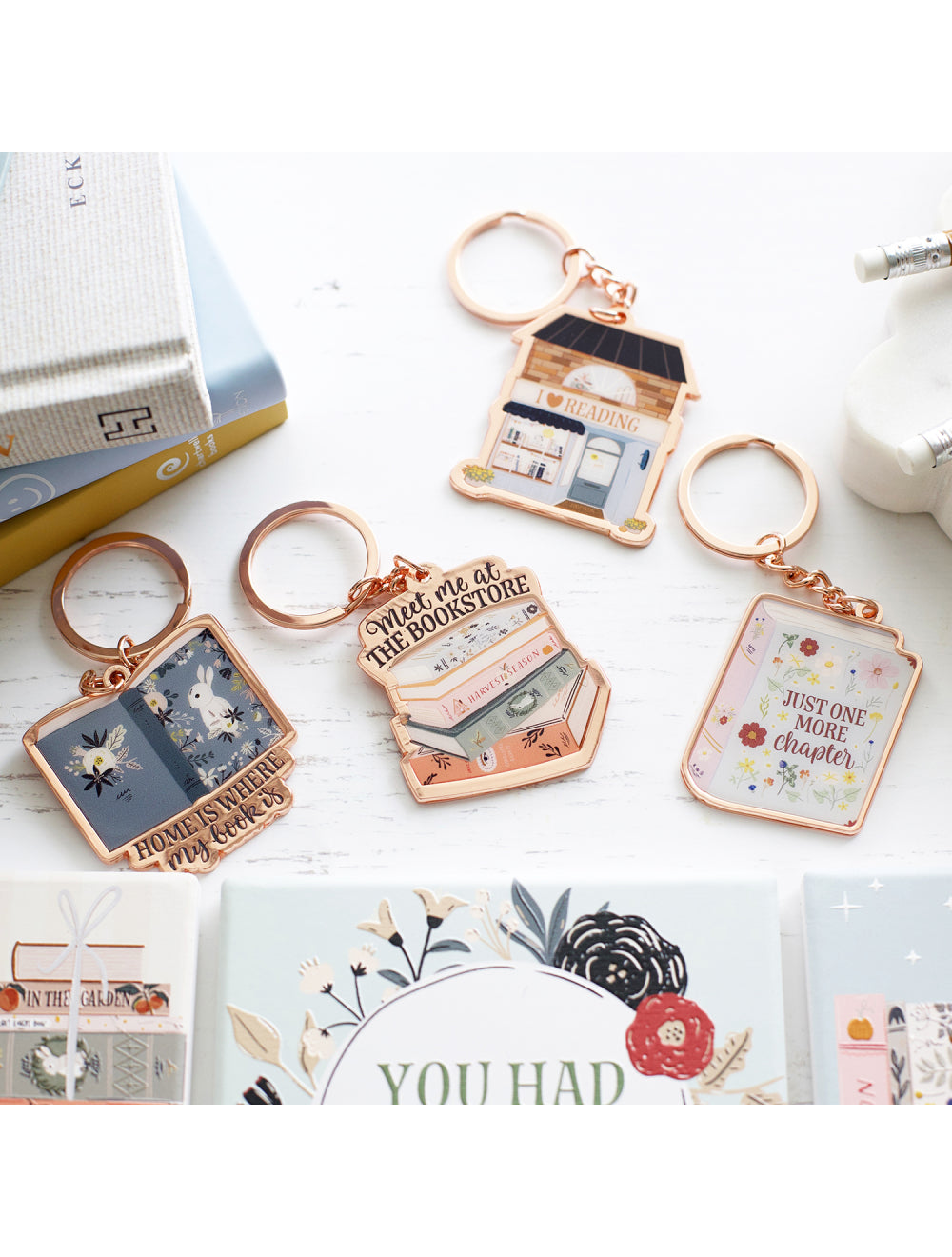 Forever Booked Home Keychain
