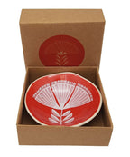 White Pohutukawa Lace on Red 7cm Porcelain Bowl