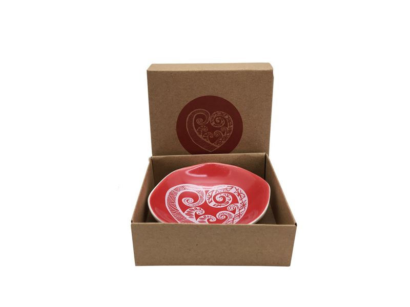 White Aroha On Red Porcelain 7cm Bowl