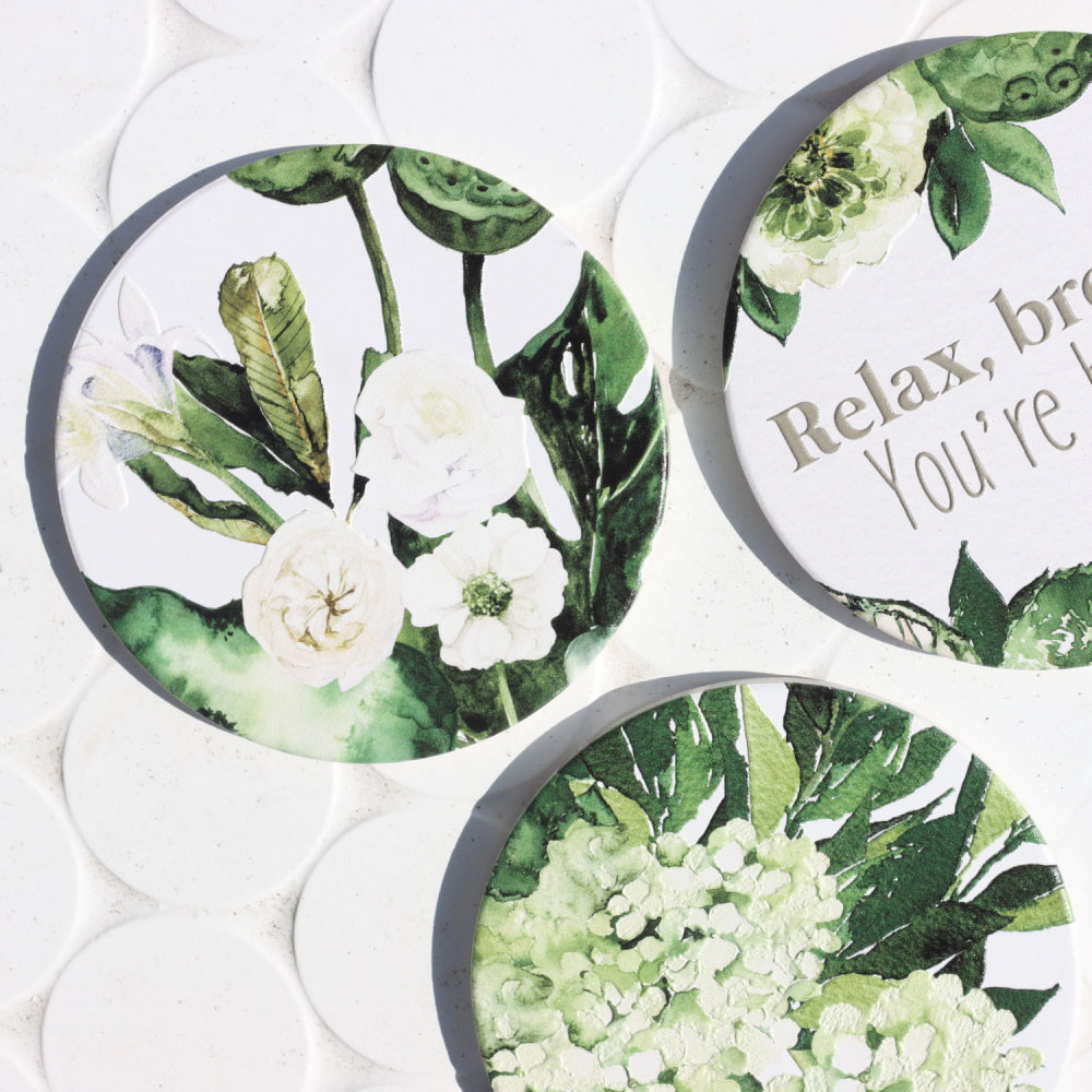 Greenhouse Flower Trio Ceramic Coaster